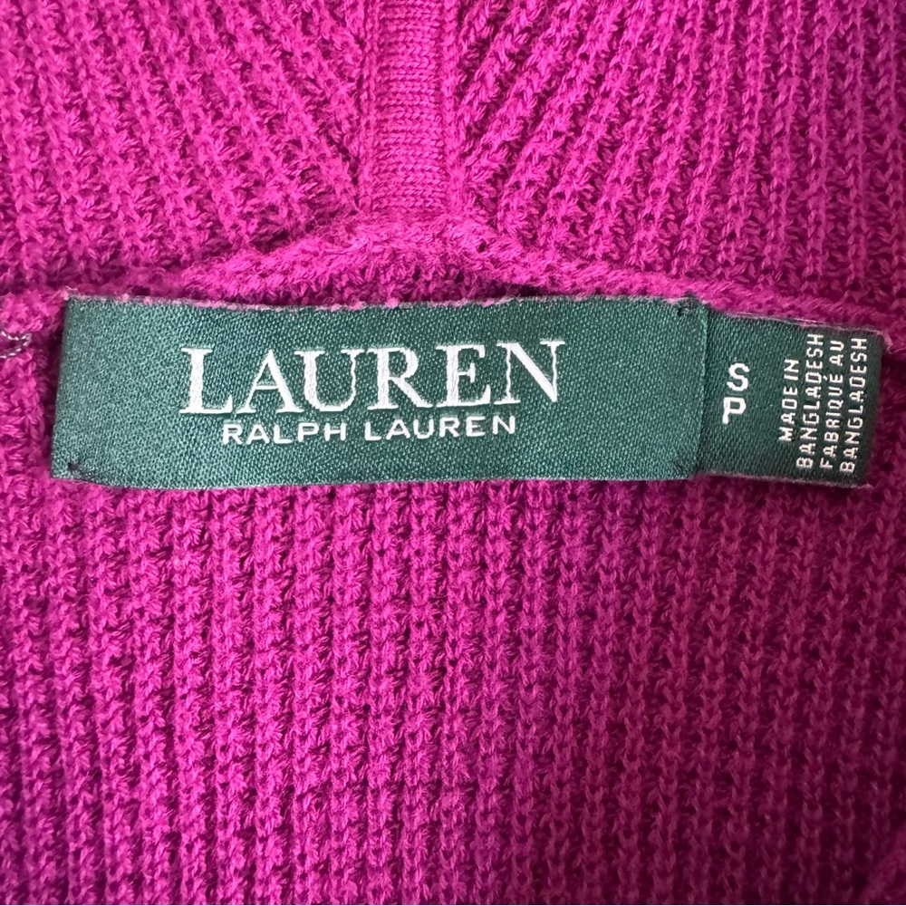 Lauren Ralph Lauren Women's Magenta Purple Waffle Hoodie Sweater Size Small P - Picture 4 of 9